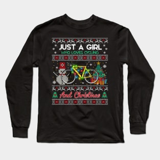 Just a girl who loves cycling and christmas Long Sleeve T-Shirt